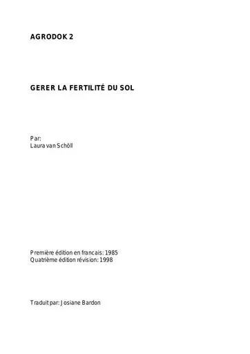 Agrodok   2   Fertilite du sol