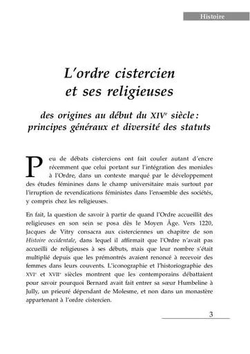 Histoire des religieuses cisterciennes