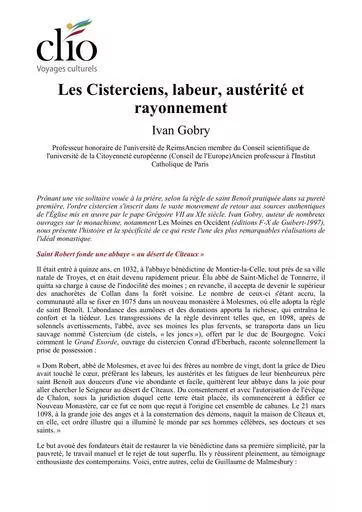Les cisterciens labeur austerite et rayonnement