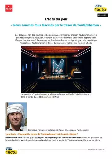 Nous sommes tous fascines par le tresor de toutankhamon
