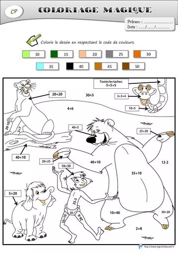 Coloriages magiques le livre de la jungle cp