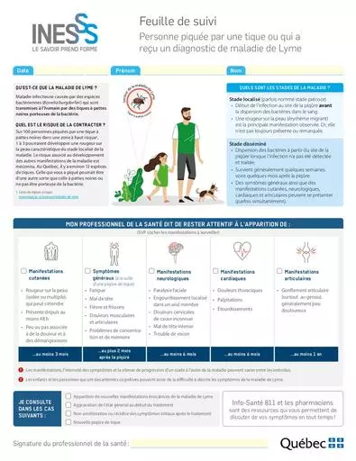 Lyme Feuille de suivi
