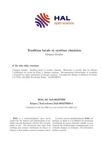 Tradition locale et systeme clunisien GOUDOT