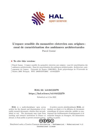 Espace sensible du monastere cistercien architecture