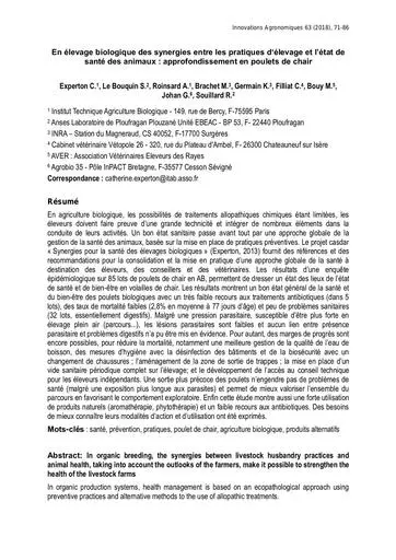 Vol63 5 synergie elevage et sante poulets de chair