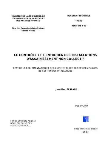 Fndae   HS 13 1 59   controle des installation d assainissement non collectif