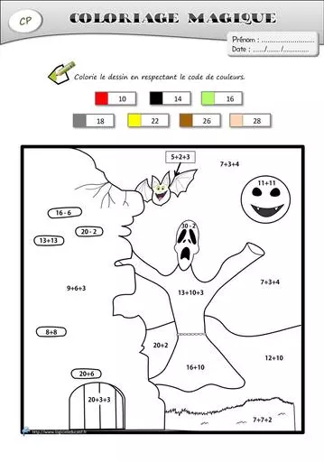 Coloriages magiques fantome cp