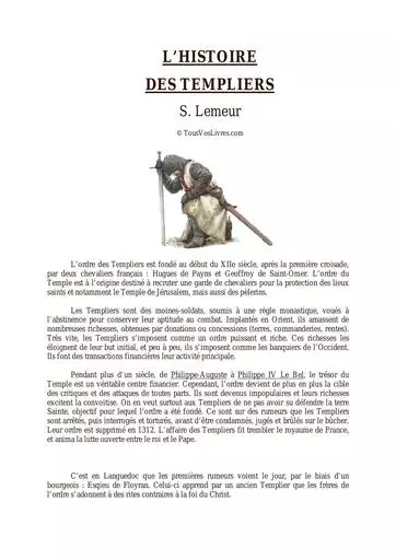 Histoire des Templiers   lemeur