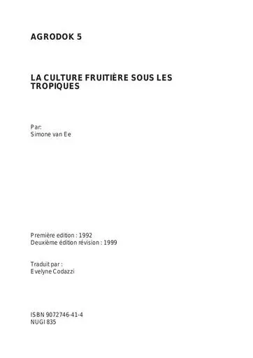 Agrodok   5   La culture fruitiere sous les tropiques