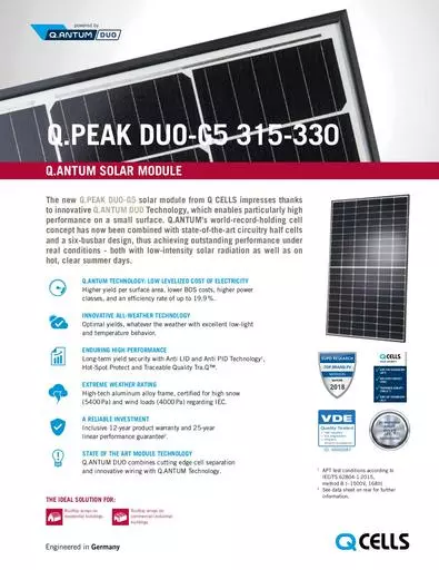 Hanwha Q CELLS Data sheet QPEAK DUO G5 315 330 2018 03 Rev03 NA (1)