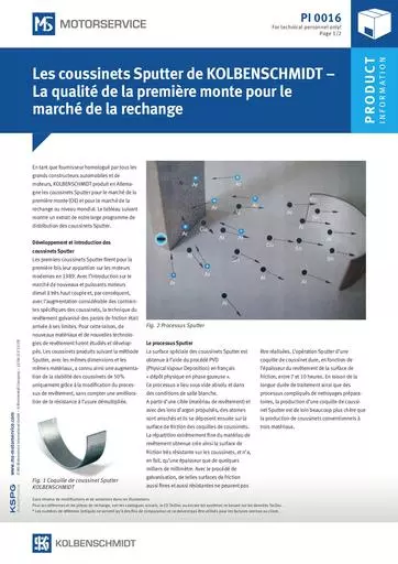 Coussinets Sputter KS Qualité de première monte 51036