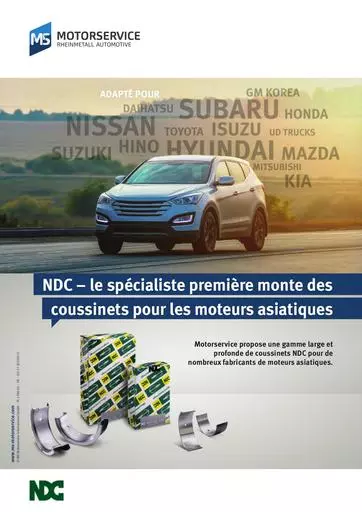 NDC le spécialiste première monte des coussinets pour les moteurs asiatiques 821109