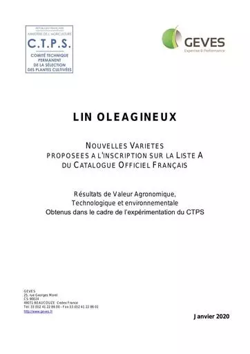 PLA Lin Oleagineux 2020 Janvier