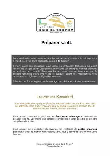 4LTrophy Preparer sa renault 4L