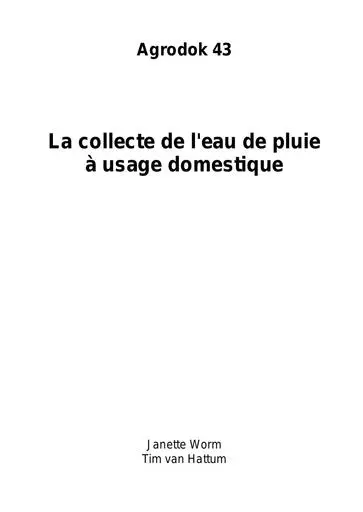 Agrodok 43 La collecte d'eau de pluie a usage domestique