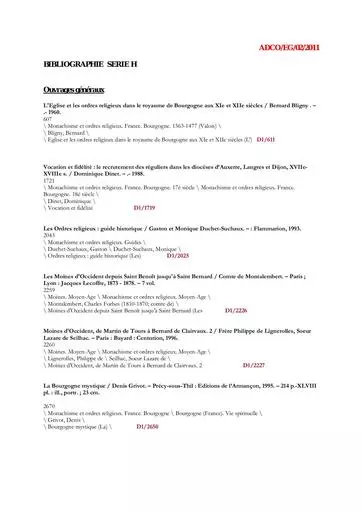 Bibliographie   ordres religieux