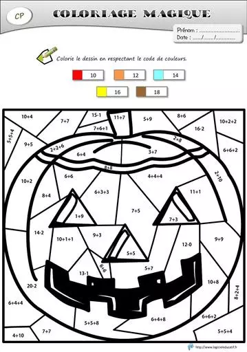 Coloriages magiques citrouille cp