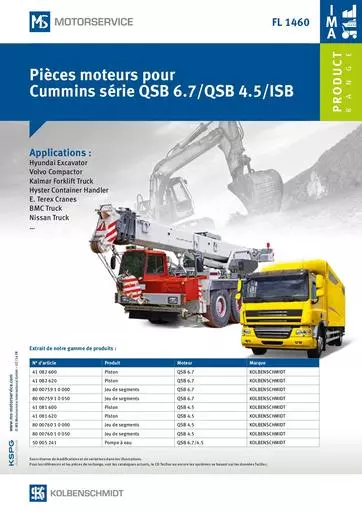 Pièces moteurs pour Cummins série QSB 6 7QSB 4 5ISB 58471