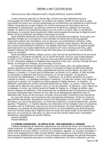 Ordres arts cisterciens