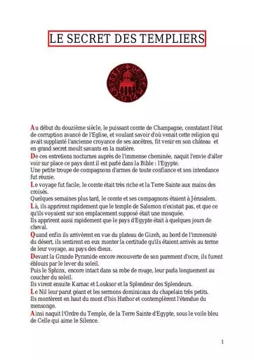 Le Secret des Templiers