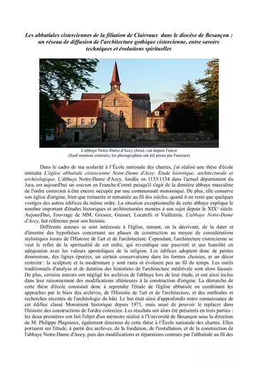 Abbatiales cisterciennes projet postdoc villien labex