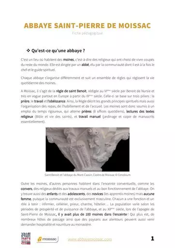 Fiche pedagogique   abbaye moissac site clunisien