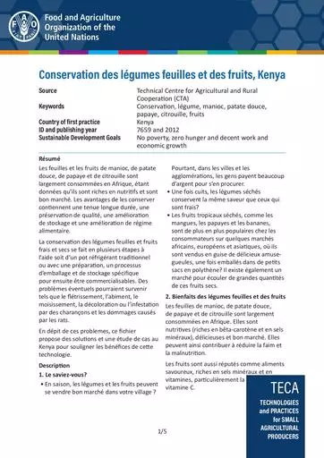 Conservation legumes et fruits kenya
