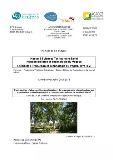 Memoire Maxime Poissonneau AGROOF SCOP 2015