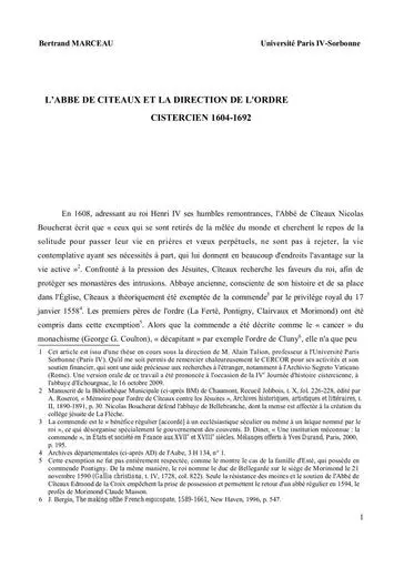 Labbe de Citeaux et la direction de lord