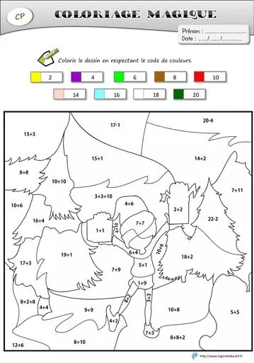 Coloriages magiques lutin de noel cp