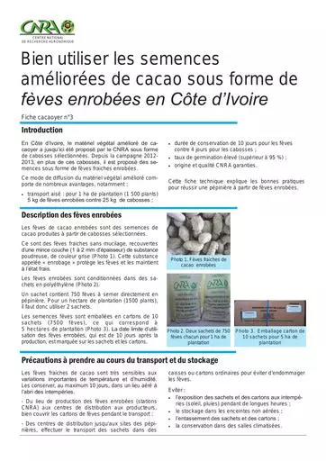CNRA cacao3 semences enrobees