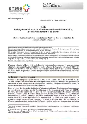 Avis anses HE melaleuca