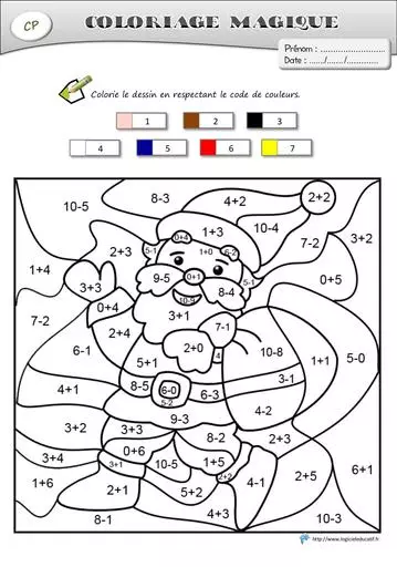 Coloriages magiques pere noel cp