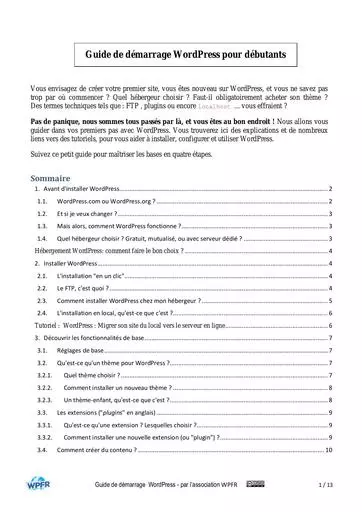 Guide pour demarrer avec wordpress