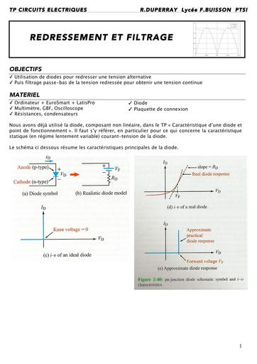 TP Redresssement filtrage diode