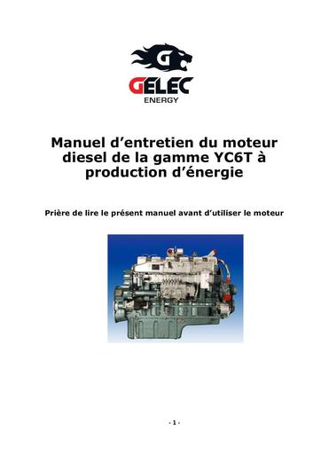 Gelec   entretien moteur diesel   YC6T