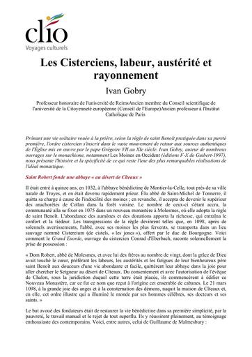 Les cisterciens labeur austerite et rayonnement