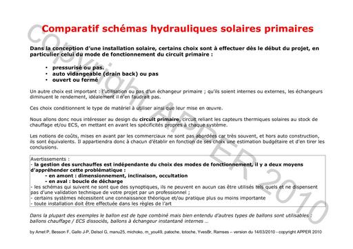 Comparaison schemas hydrauliques solaires   apper