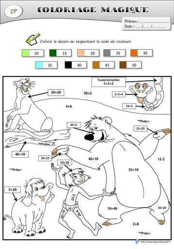 Coloriages magiques le livre de la jungle cp