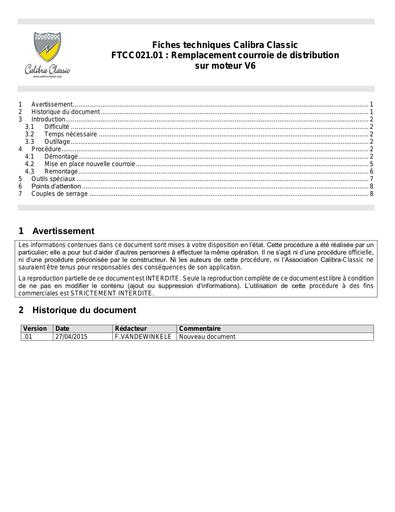 Calibra V6  remplacement courroie distribution v6