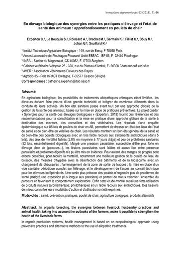 Vol63 5 synergie elevage et sante poulets de chair