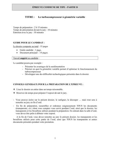 Turbocompresseur geometrie variable