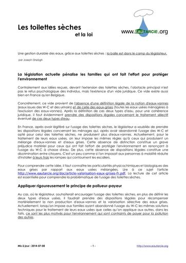 Article toilettes seches et la loi fr
