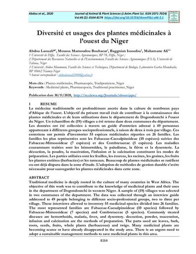 Plantes medicinales niger