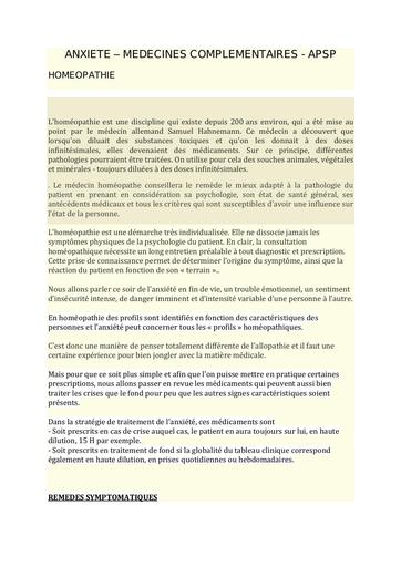 Homeopathie anxiete apsp