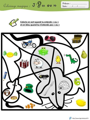 Coloriage magique j entends ou