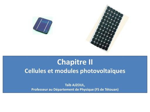 Chapitre I 2 cellules modules PV