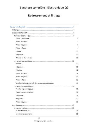 Synthese electronique redressement filtrage