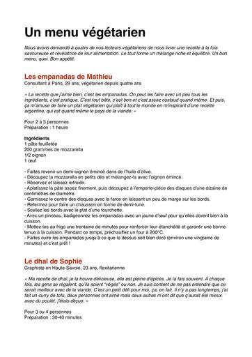 Recettes vegetariennes