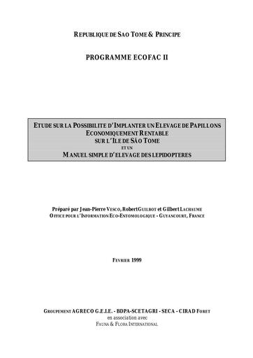 Etude Elevage Papillons rentable SaoTome